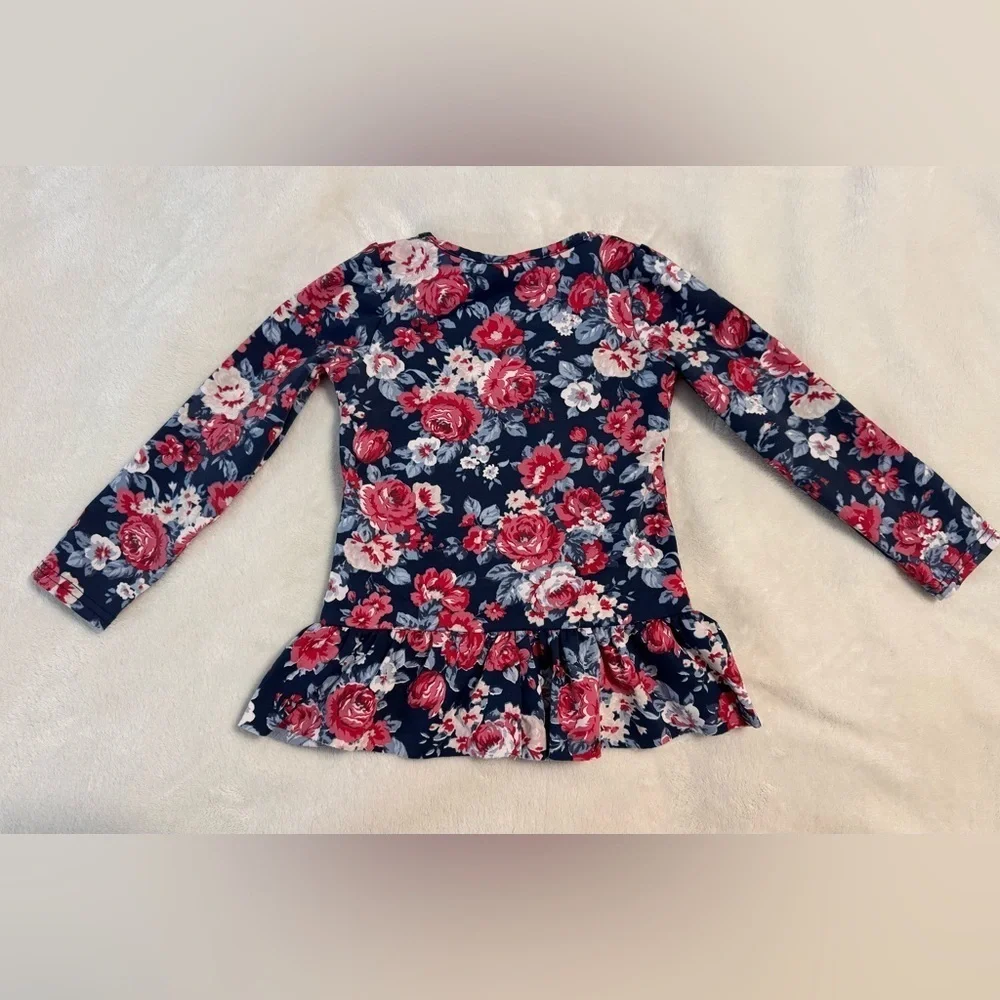 Ricrac and Ruffles Floral Long-Sleeve Rash guard Top 3T